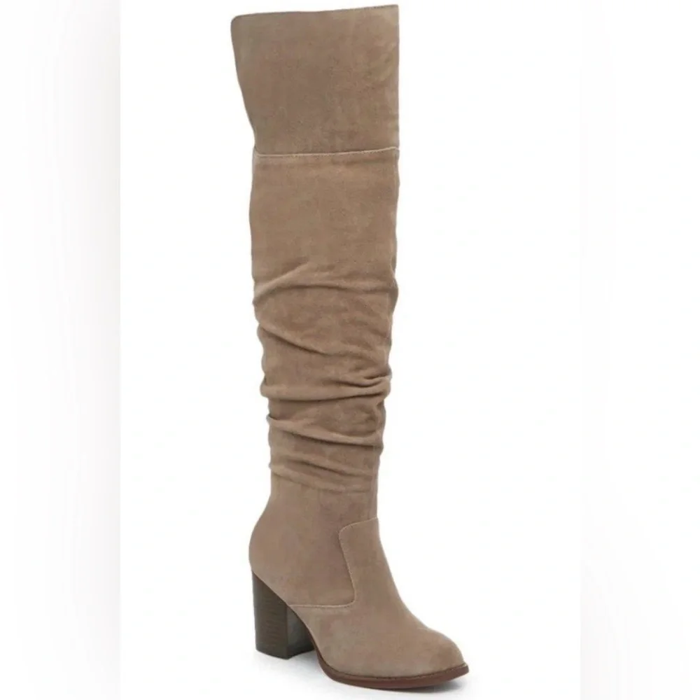 CROWN VINTAGE Gio fog brown Suede Leather Over the Knee Tall Boots - Size 8 / 39
